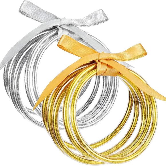 Glitter Silicone Bangles 10 Pack Women's Jewelry Sparkling Fashion Bracelets - Picture 1 of 8